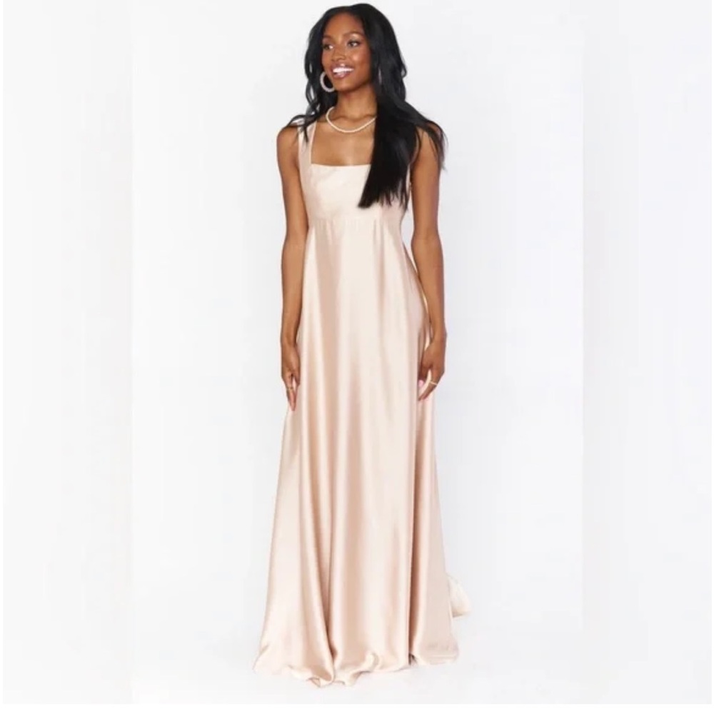 Show me your MuMu Madi Gown ~ Champagne Luxe Satin size large BRAND NEW WITH TAG